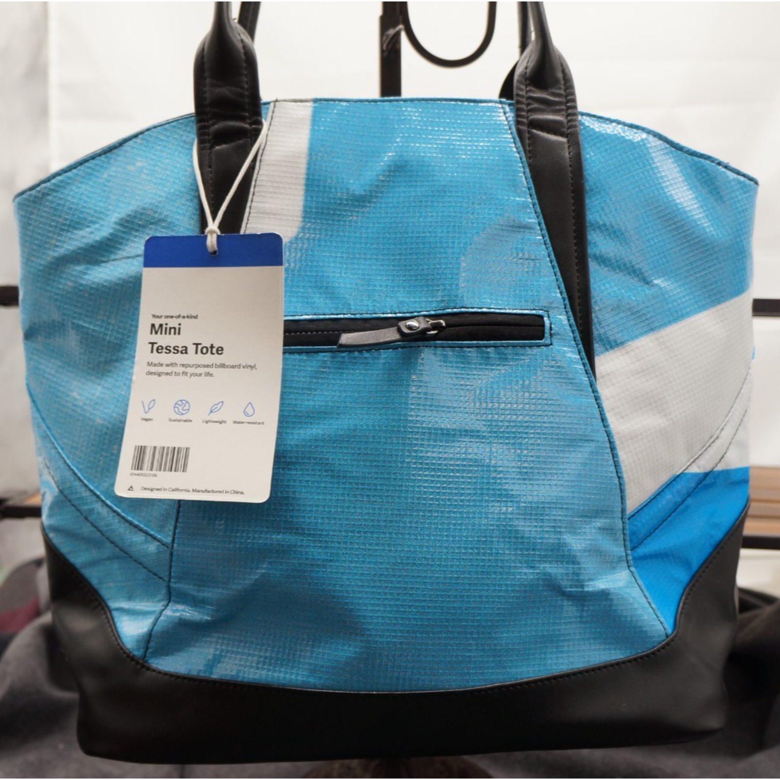 Nwt Rareform Mini Tessa Tote Bag Blue / White Recycled Billboard Vinyl — image 3 of 8